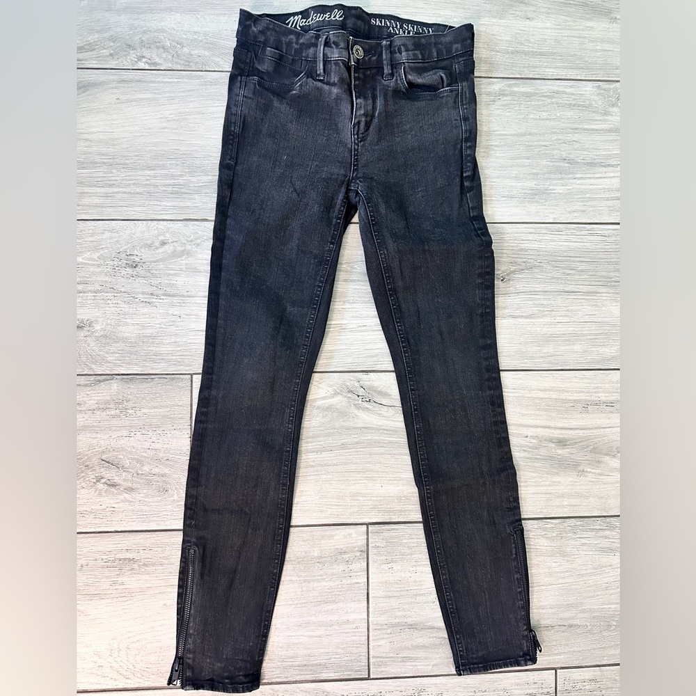 Madewell Skinny Skinny Ankle Zipper Black Denim Jeans size 25